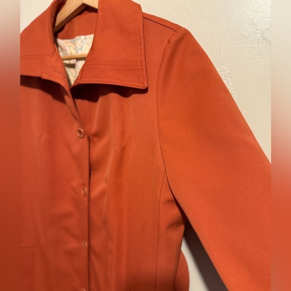 Stunning Vintage Forecaster of Boston Belted Trench Coat Burnt Orange Size 14 - Picture 13 of 16
